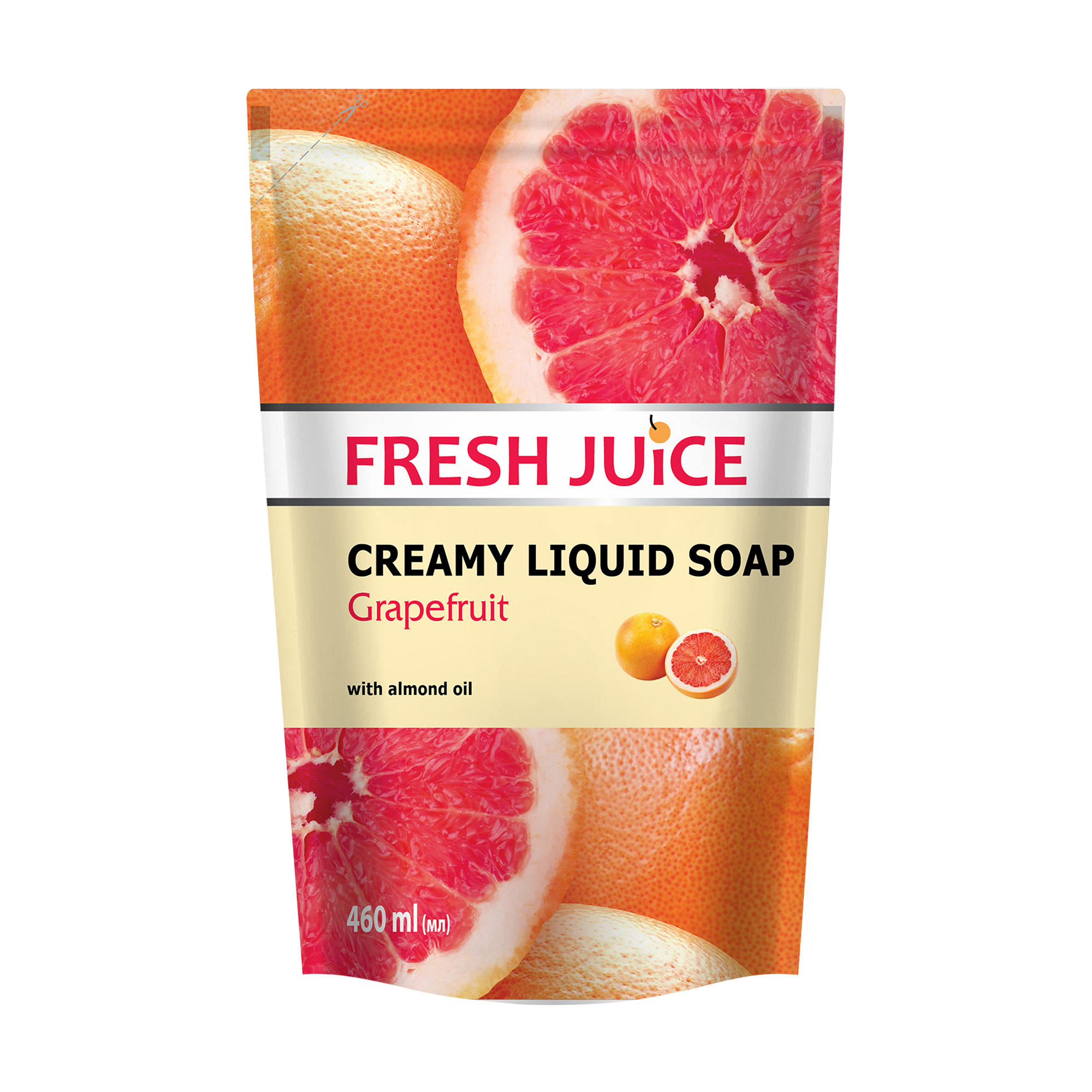 Рідке крем-мило Fresh Juice Грейпфрут, з олією мигдалю, 460 мл (дойпак)